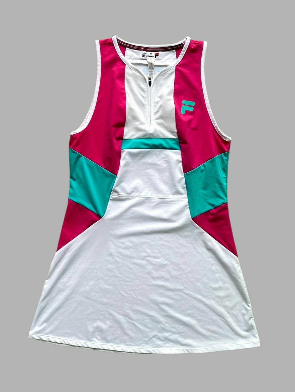 Fila Tennis Dress Pickleball Sporty Quarter Zip Christopher Bevans Pink Green
